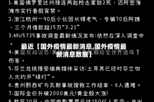 最近【国外疫情最新消息,国外疫情最新消息数据】