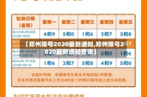 【郑州限号2020最新通知,郑州限号2020最新通知查询】