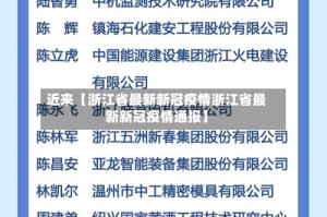 近来【浙江省最新新冠疫情浙江省最新新冠疫情通报】