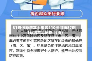 31省份新增本土确诊110例河南87例(新增本土病例 河南)
