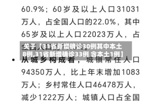 关于【31省新增确诊30例其中本土8例,31省新增确诊33例 含本土1例】
