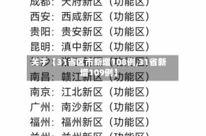 关于【31省区市新增108例,31省新增109例】