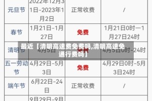 最近【清明高速费免费吗,清明高速免通行费吗】