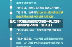 最近【沈阳最新疫情又新增一例,沈阳最新疫情又新增一例轨迹】