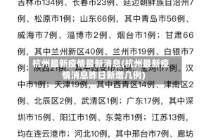 杭州最新疫情最新消息(杭州最新疫情消息昨日新增几例)