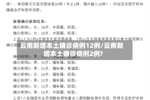 云南新增本土确诊病例12例/云南新增本土确诊病例2例?