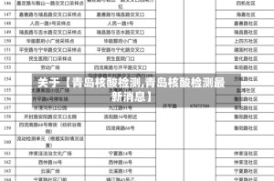 关于【青岛核酸检测,青岛核酸检测最新消息】