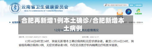 合肥再新增1例本土确诊/合肥新增本土病例-第1张图片
