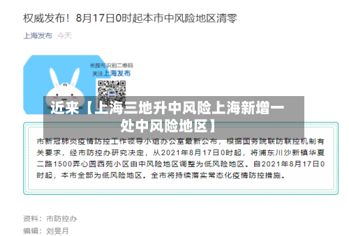 近来【上海三地升中风险上海新增一处中风险地区】-第1张图片