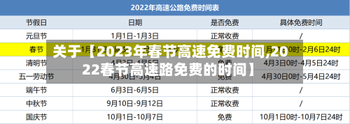 关于【2023年春节高速免费时间,2022春节高速路免费的时间】-第1张图片