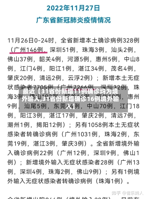 最近【31省份新增11例确诊均为境外输入,31省份新增确诊16例境外输入】-第1张图片