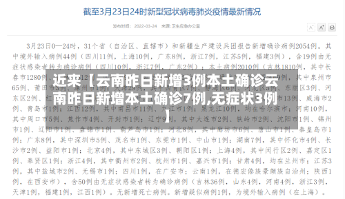 近来【云南昨日新增3例本土确诊云南昨日新增本土确诊7例,无症状3例】-第1张图片